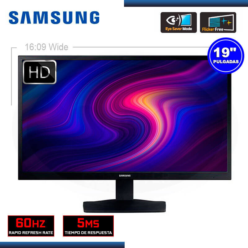 Monitor Samsung Flat LED 19 Pulgadas LS19A330NH TN 1366 x 768 VGA