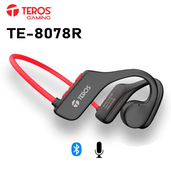 AUDÍFONO DE CONDUCCIÓN DE AIRE, ROJO Y GRIS, TE8078, INALAMBRICO,G3M
