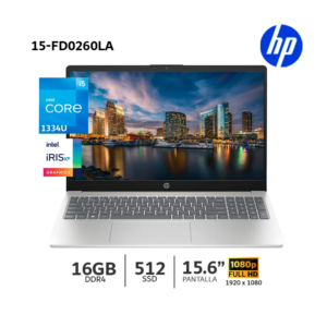 LAPTOP HP 15-FD0260LA,15.6"FHD,Ci5-1334U HASTA 4.6GHz/16GBDR4/SSD-512GB