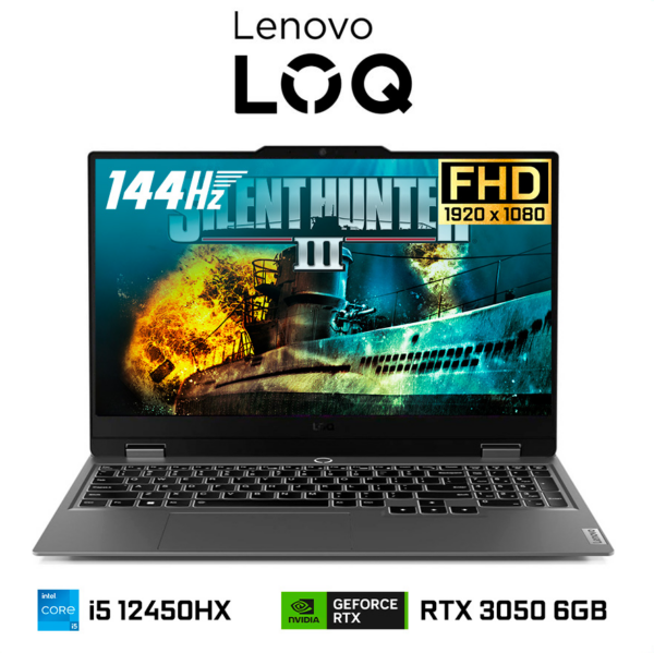 LAPTOP LENOVO LOQ 15IAX9,15.6",Ci5-12450HX 3.1/4.4GHZ/8GBD5/SSD-512GB/RTX3050-6GD6