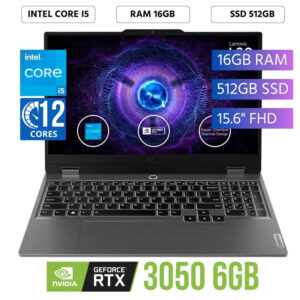 1 PORTATIL LENOVO LOQ 15IAX9, 15.6" FHD IPS, CI5-12450HX 4.4GH, 16GB, SSD 512GB, T.V RTX 3050 6GB